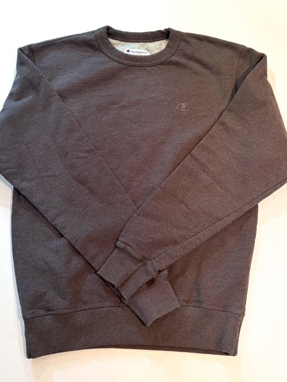 Champion Charcoal Gray Crewneck Sweatshirt Small Embroidered Logo